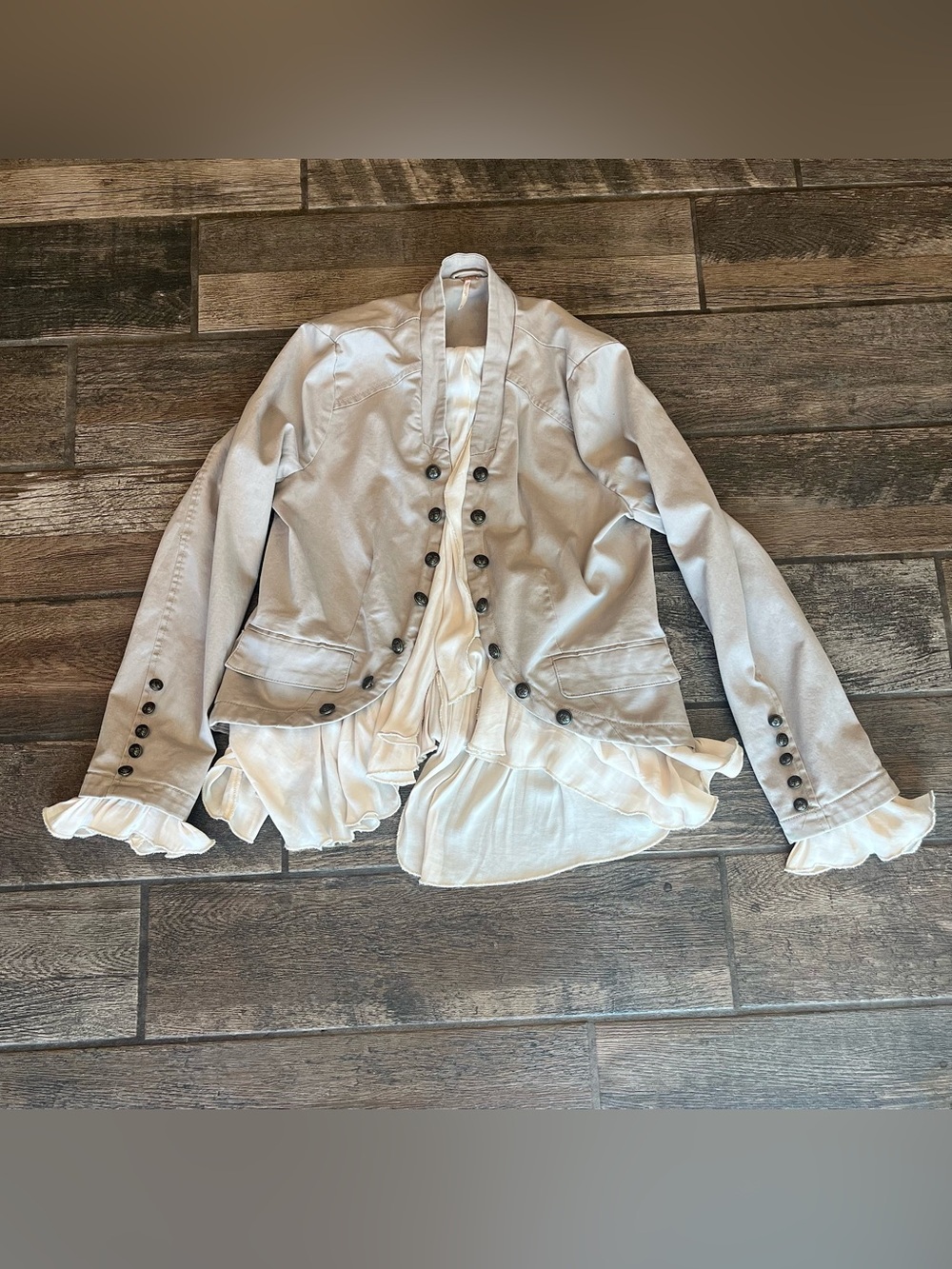 Free People romance and ruffles military style jacket M